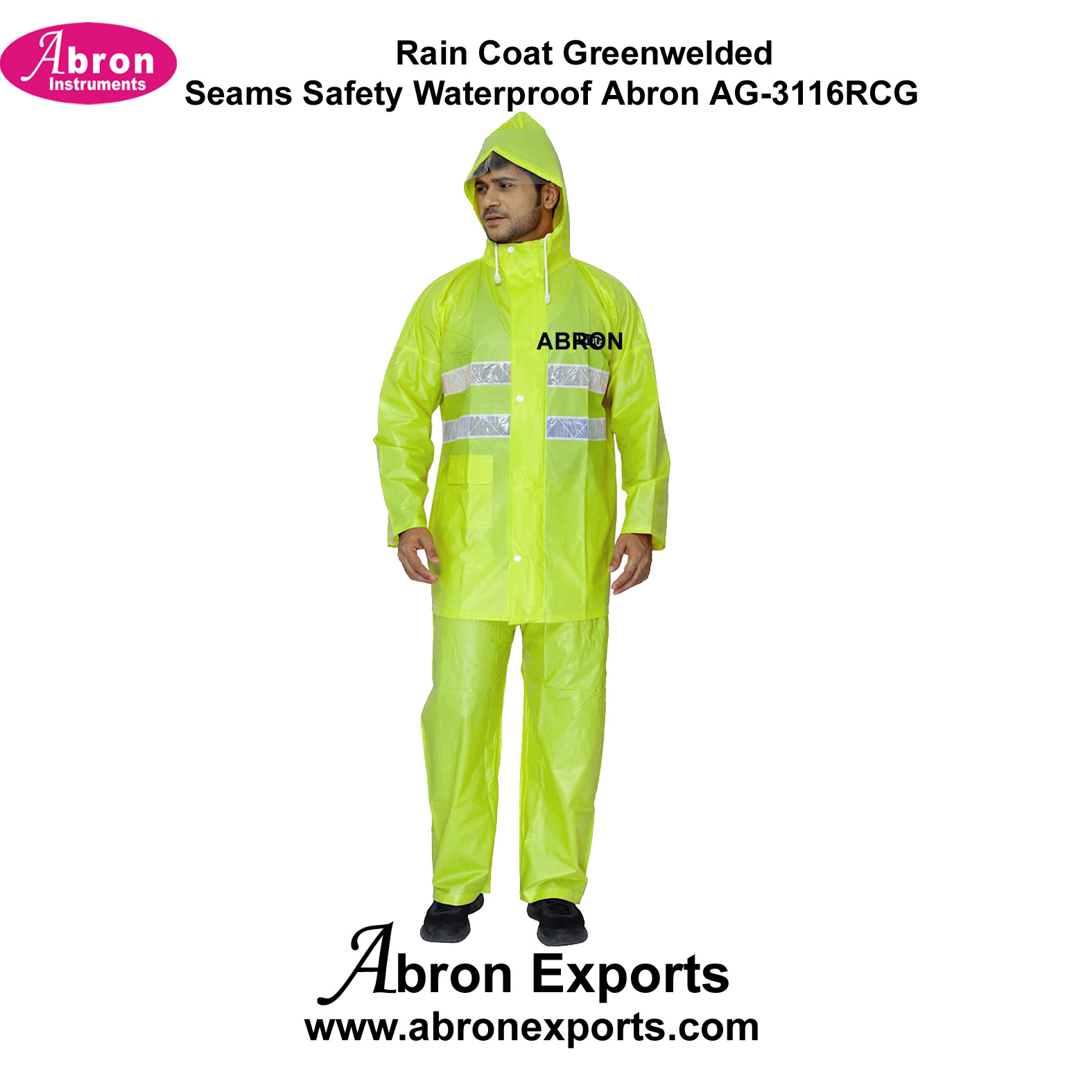Rain Coat Green Welded Seams Safety Waterproof Abron AG-3116RCG 